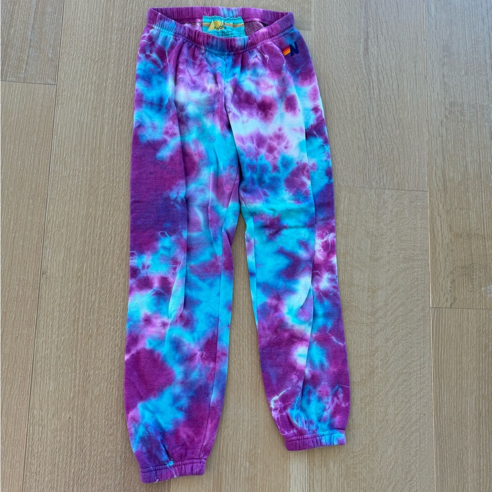Aviator Nation Women's Tie Dye Sweatpant in Magenta/Blue Size SMALL
